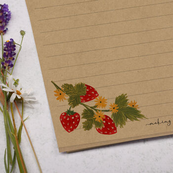 A5 Kraft Letter Writing Paper With Strawberries, 2 of 4