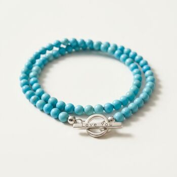 Personalised Turquoise And Silver T Bar Wrap Bracelet, 3 of 6