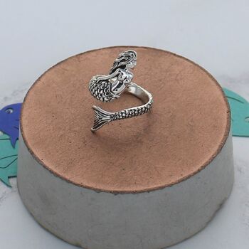 Sterling Silver Adjustable Mermaid Ring, 2 of 3
