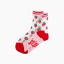Strawberries Fruit Combed Cotton Sheer Pop Socks In Red, thumbnail 3 of 4