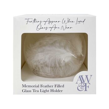 Feather Filled Glass Memorial Tea Light Holder, 2 of 6