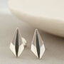 Geometric Earrings. Silver And Black Art Deco Studs, thumbnail 4 of 9