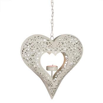 Ivory Hanging Heart Candle Holder, 2 of 8