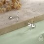 Dragonfly Screw Back Earrings In Sterling Silver, thumbnail 6 of 11