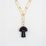 Mushroom Gemstone Pendant Long Link Chain Necklace, thumbnail 2 of 5