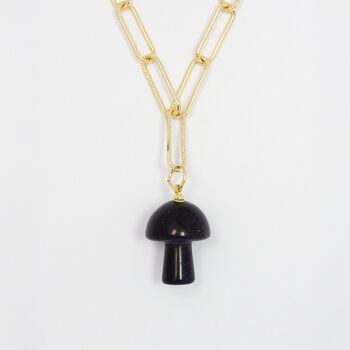 Mushroom Gemstone Pendant Long Link Chain Necklace, 2 of 5