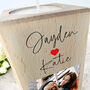 Personalised Couples Names Heart Wooden Tea Light Holder 13cm, thumbnail 3 of 5
