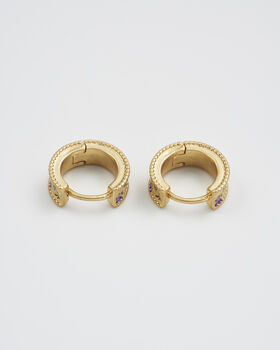 Gold Folksy Floral Huggie Earrings, 4 of 8