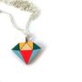 Geometric Wooden Crystal Diamond Necklace, thumbnail 4 of 6