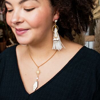 'Melissa' Feather And Pearl Earrings, 8 of 12