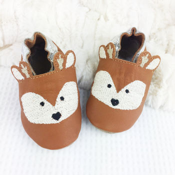 Personalised Metallic Deer Fawn Baby Shoes, 7 of 10