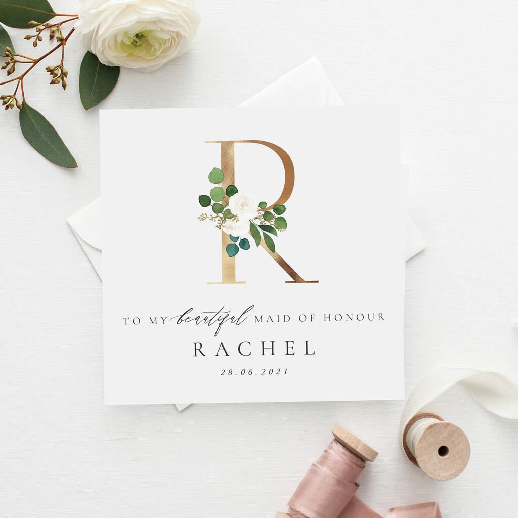 Personalised Floral Maid Of Honour Card | Wedding Card, 1 of 4