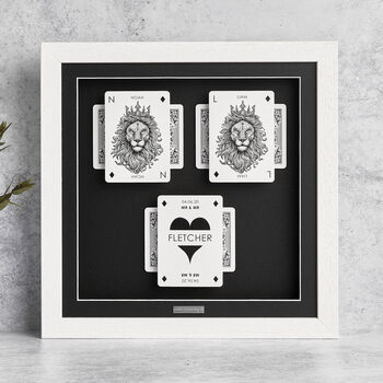 Personalised Mr And Mr Wedding Gift Lion Playing Cards Frame, 3 of 9