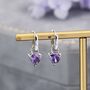 Sterling Silver Amethyst Purple Trillion Cut Cz Hoop Earrings, thumbnail 1 of 12