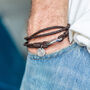 Mens Leather Wrap Bracelet With Fingerprint Charm, thumbnail 3 of 9