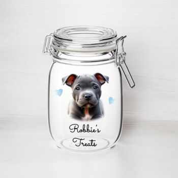 Personalised Staffordshire Terrier Puppy Dog Treat Jar, 2 of 2