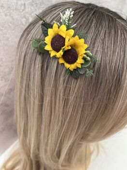 Small Sunflower Flower Hair Wedding Comb, 3 of 5