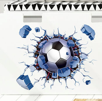 3D Effect ‘Football Crashing Through A Wall’, Removable Wall Vinyl Decals, Two Sizes, 3 of 10