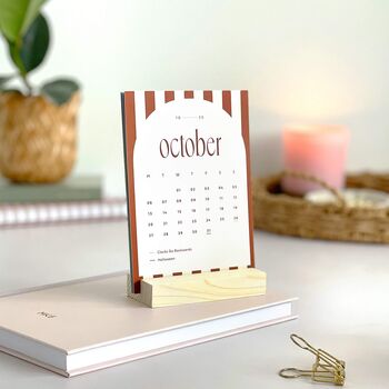 2025 Desk Calendar With Refillable Cards And Wood Stand, 8 of 11