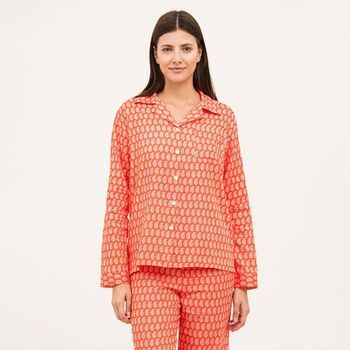 Women's Orange Blossom Cotton Pyjamas, 2 of 4