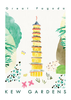 Great Pagoda, Kew Gardens Landmark Travel Print, 3 of 3