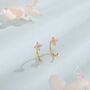 Sterling Silver Extra Tiny Hydrangea Flower Huggie Hoop Earrings, thumbnail 4 of 11