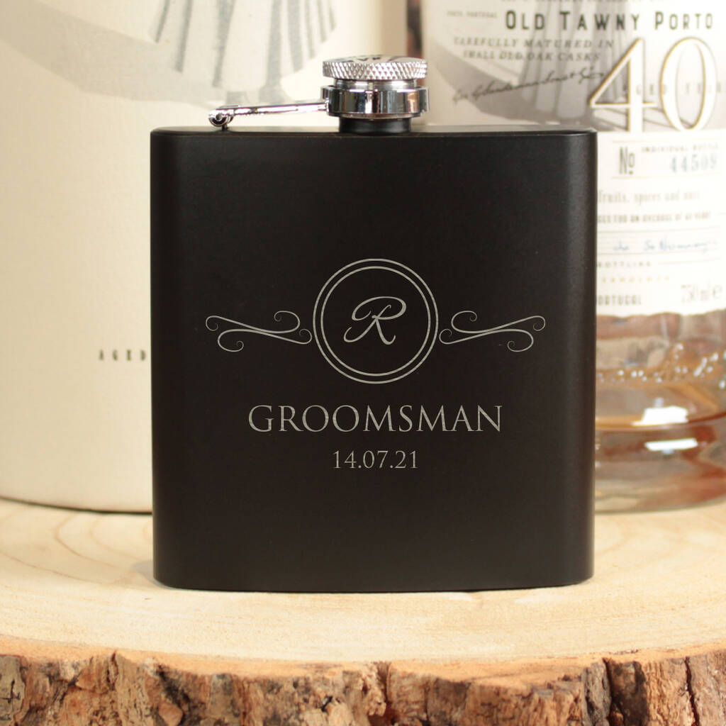 Personalised Initial Groomsman Two Tone Hip Flask By Love Lumi Ltd