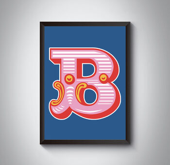 B Letter Bold Carnival Initial Art Print Circus Print, 2 of 4