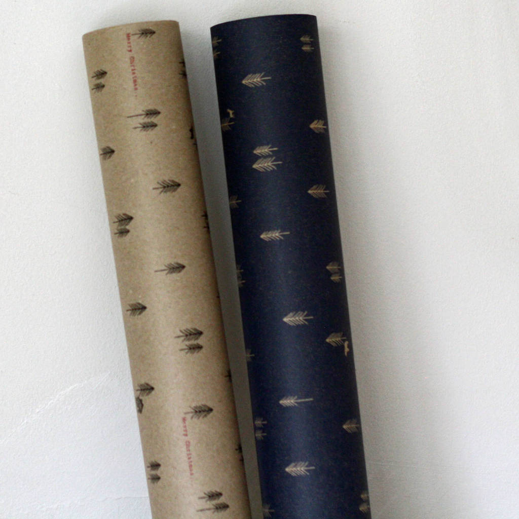 christmas woodland wrapping paper roll navy / brown by the wedding of ...