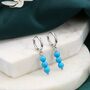 Sterling Silver Genuine Turquoise Trio Huggie Hoop Earrings, thumbnail 1 of 11