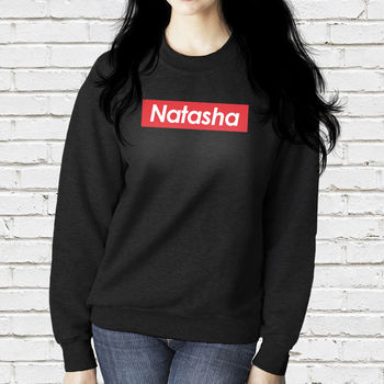 Personalised Red Box Named Unisex Sweater, 3 of 4