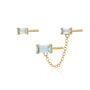 Aquamarine Chained Baguette Stud Earring Set, thumbnail 1 of 4