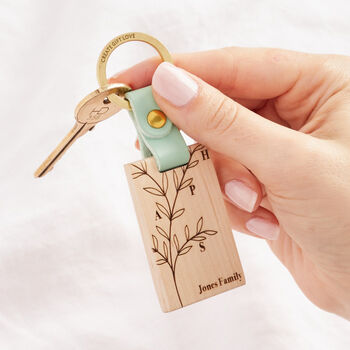 Personalised Family Tree Wooden Keyring, 2 of 5