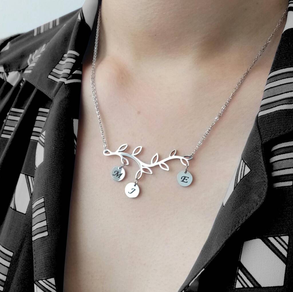 Personalised Family Tree Initials Necklace, Silver Or Gold Tone, 1 of 12