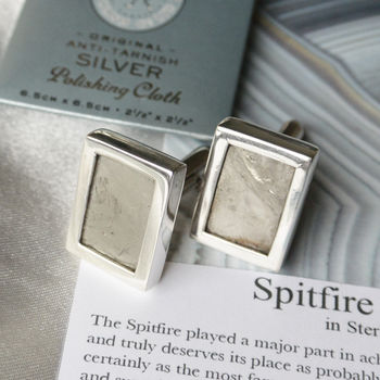 Spitfire Cufflinks Rectangular In Sterling Silver, 4 of 5