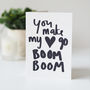 Make My Heart Go Boom Hand Lettered Valentines Day Card, thumbnail 2 of 2