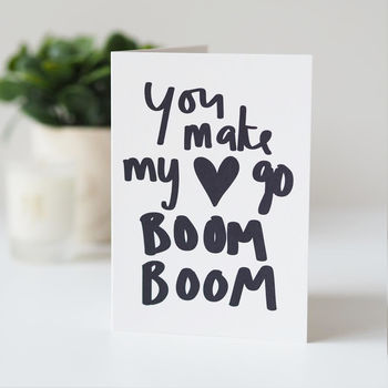 Make My Heart Go Boom Hand Lettered Valentines Day Card, 2 of 2