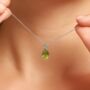 Emerald And Peridot Pear Cut Pendant Necklace In Sterling Silver And Gold Vermeil, thumbnail 5 of 10