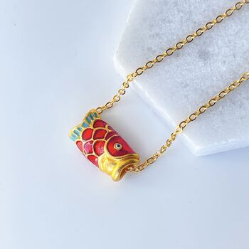 Koi Fish Enamel Necklace, 4 of 5