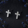 Sterling Silver Cubic Zirconia Cross Stud Earrings, thumbnail 2 of 5