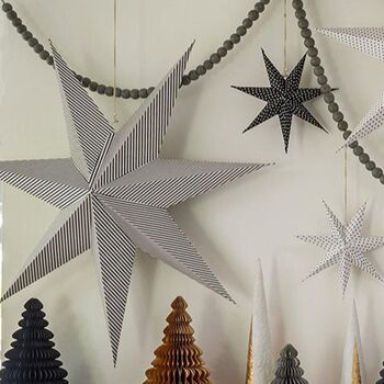 Set Of Three Of Monochrome Paper Stars, 5 of 6