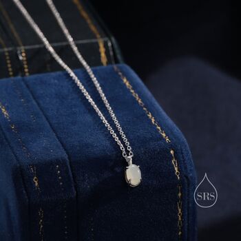 Genuine Milky Jade Oval Necklace In Sterling Silver, 6 of 11