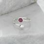 Adjustable Silver Birthstone Ring July: Ruby, thumbnail 1 of 3