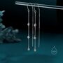 Sterling Silver Cz Bezel Cascade Drop U Threader Earrings, thumbnail 1 of 11