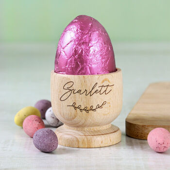 Personalised Name Botanical Wooden Egg Cup, 6 of 6