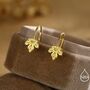 Dainty Maple Leaf Drop Hook Earrings In Sterling Silver, thumbnail 7 of 11
