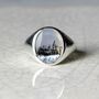 Snow Agate Signet Ring Silver/Gold, thumbnail 1 of 12