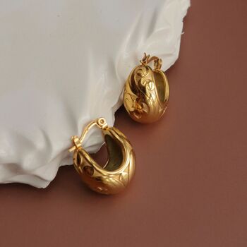 Filigree Gold Hoop Earrings, 4 of 6