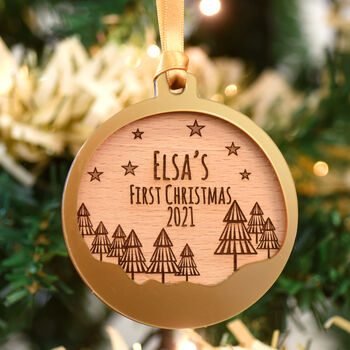 Baby's First Christmas Personalised Wooden Decoration, 10 of 12
