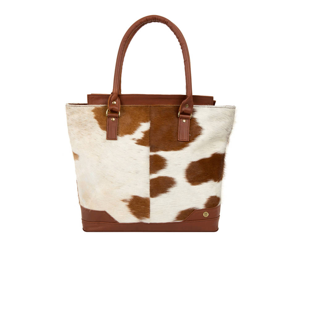 Brown And White Pony Hair Florence Tote Handbag By MAHI Leather ...